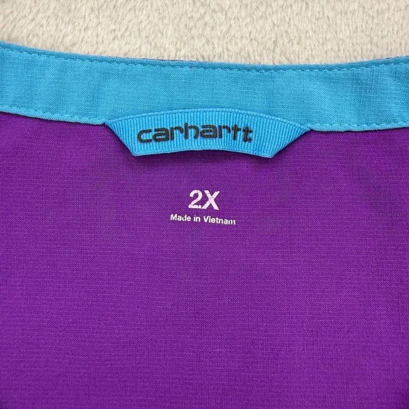 Carhartt Scrub Top Womens 2X Purple V-Neck Force Ripstop Short Sleeve D-Ring - Picture 3 of 6